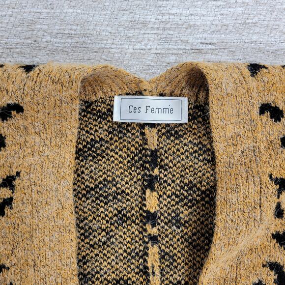 Ces Femme Leopard Print Oversized Cardigan Medium Wool Angora Blend - Picture 4 of 16